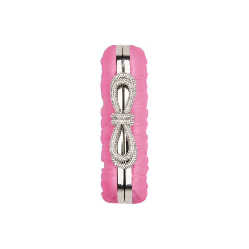 MACH & MACH Satin One Shoulder Clutch Women's Pink-3