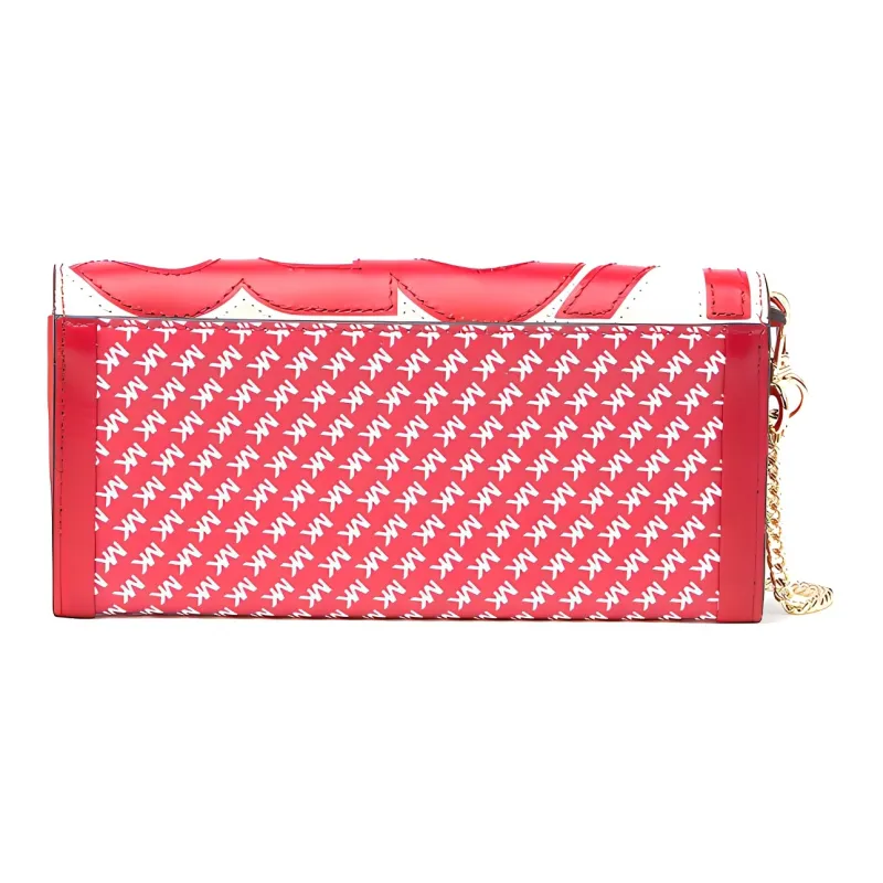 MICHAEL KORS Whitney Leather Clutch Wallet Women's Red White-1