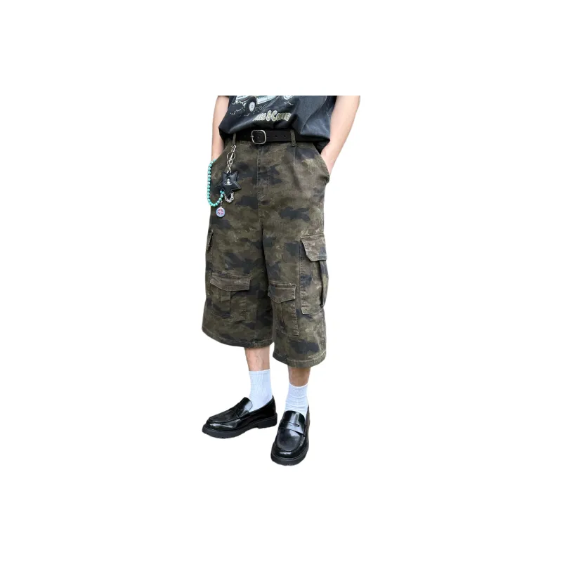 DUATOGE Denim Shorts Men Camouflage -0