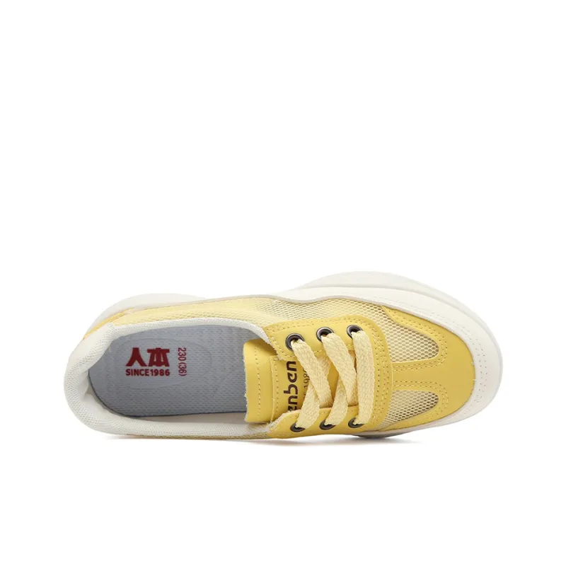 RENBEN Breathable And Lightweight Low Top Casual Shoes Women's Yellow-3
