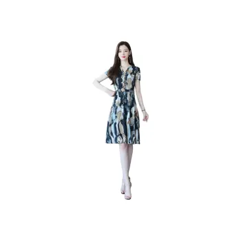 Flowers In Water Short Sleeved Dress Women's