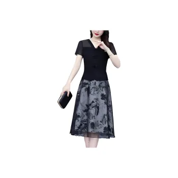 Flowers In Water Short Sleeved Dress Women's