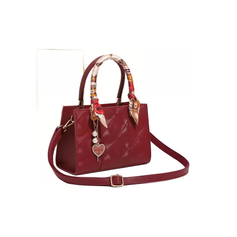 PESASRIE Microfiber Synthetic Leather Handbag Women's Burgundy-1