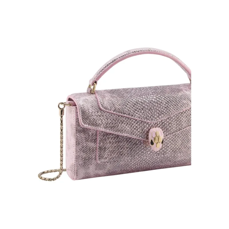 BVLGARI Serpenti Forever Series Water Snake Skin Handbag Women's Pink-1