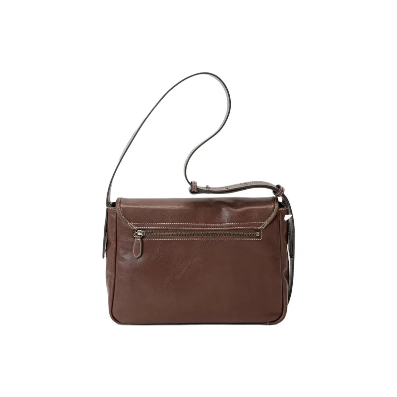 Why Vegetable Tanned Cow Leather Messenger Crossbody Bag, Shoulder Bag Medium Size Women's Multicolor-2