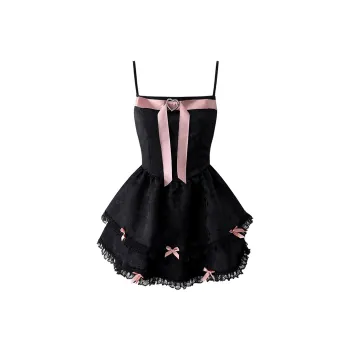 Udon House Slip Dresses Women's Black