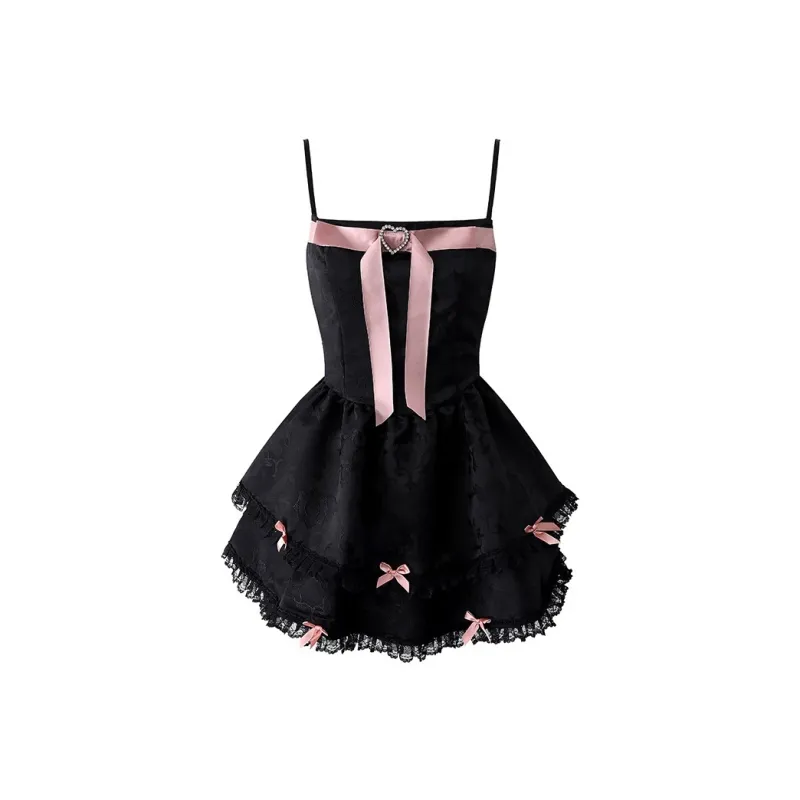 Udon House Slip Dresses Women's Black-0