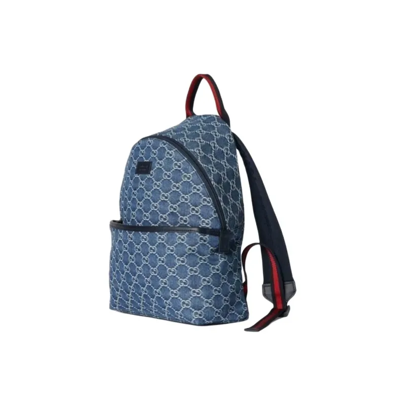 GUCCI Leather Binding Backpack Kids' Blue-2