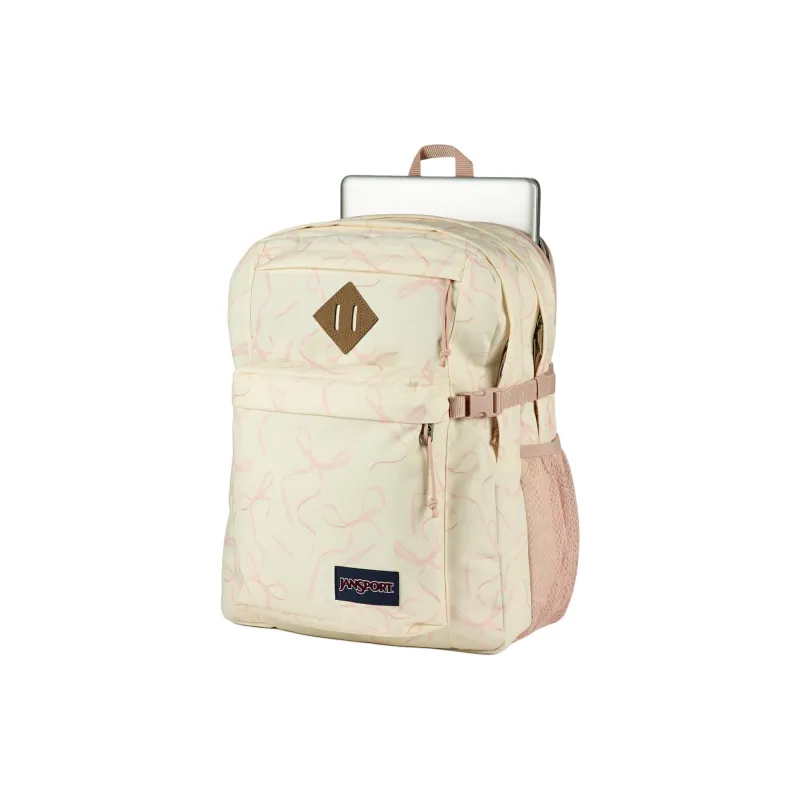 JanSport Recycled Polyester Backpack Women's Beige & Pink-3