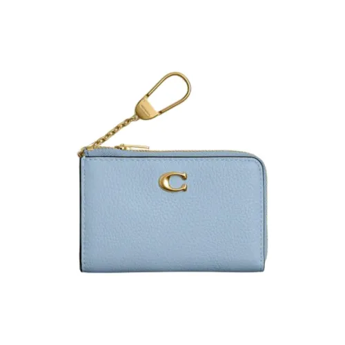 COACH Essential Leather Key Pouch Mini Women's Blue