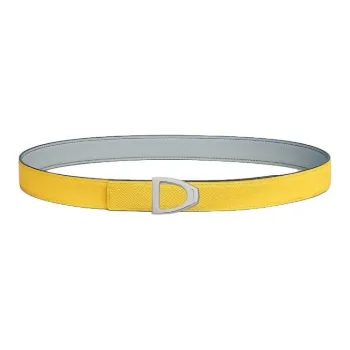 HERMES Stainless Steel, Calfskin, Metal Leather Belts Women's Yellow Width 2.4CM