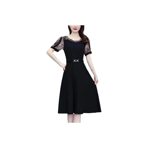 Flowers In Water Short Sleeved Dress Women's