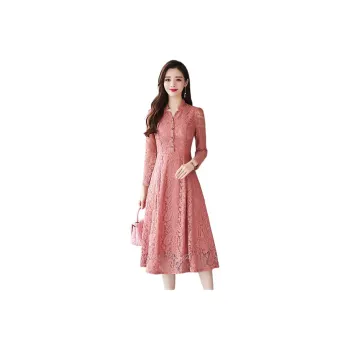 Flowers In Water Long Sleeved Dress Women's