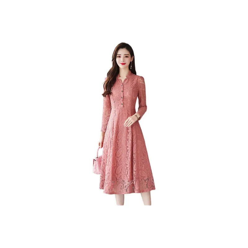 Flowers In Water Long Sleeved Dress Women's-0
