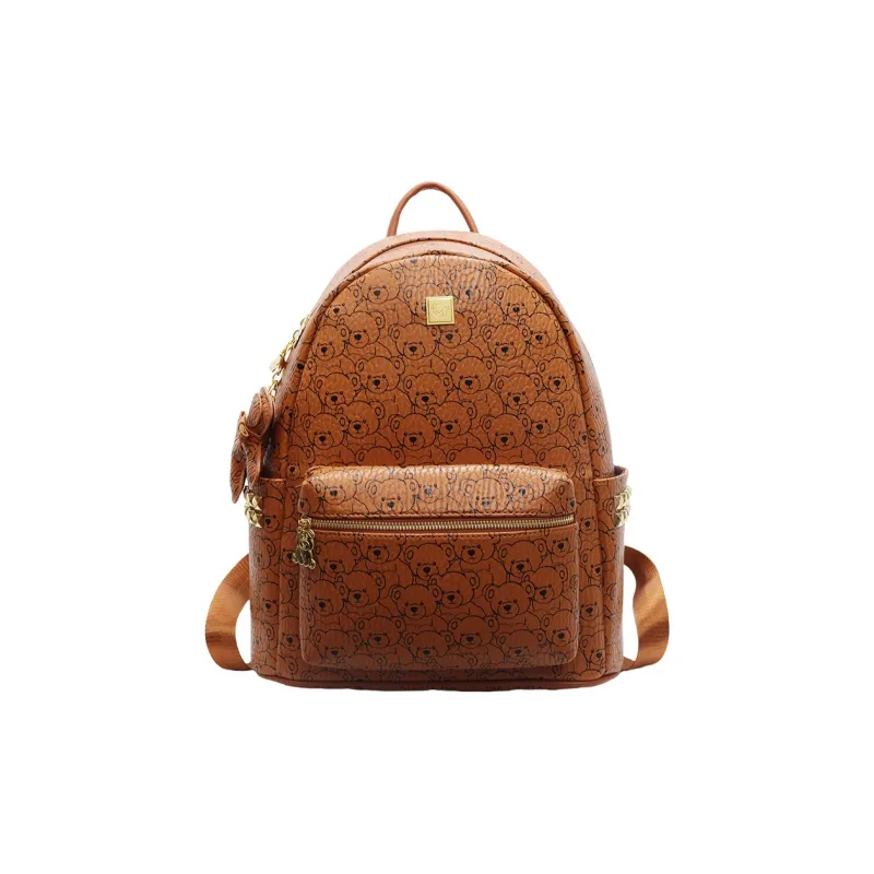 AIBAG PU Backpack Women's Ecru/Pink/Brown-14