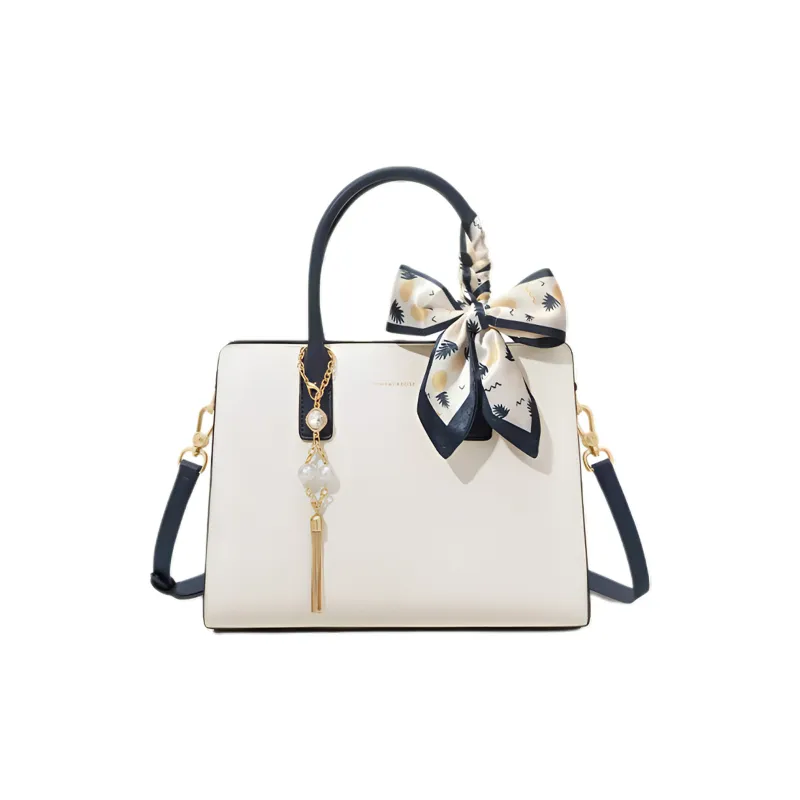 ROSEDAWN Synthetic Leather Handbag Women's Beige White Blue-0