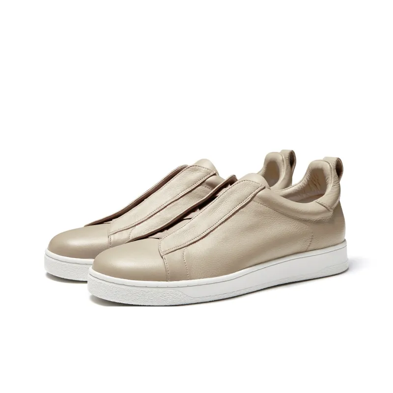 TRUFFAUT Sports Genuine Leather White Sneakers Low Top Skateboard Shoes Men's-1