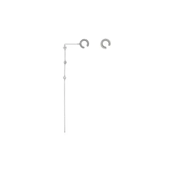 TORY BURCH Brass, Pearl, Glass, Zircon Earrings Unisex Silver