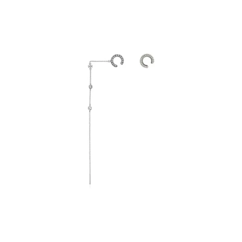 TORY BURCH Brass, Pearl, Glass, Zircon Earrings Unisex Silver-0