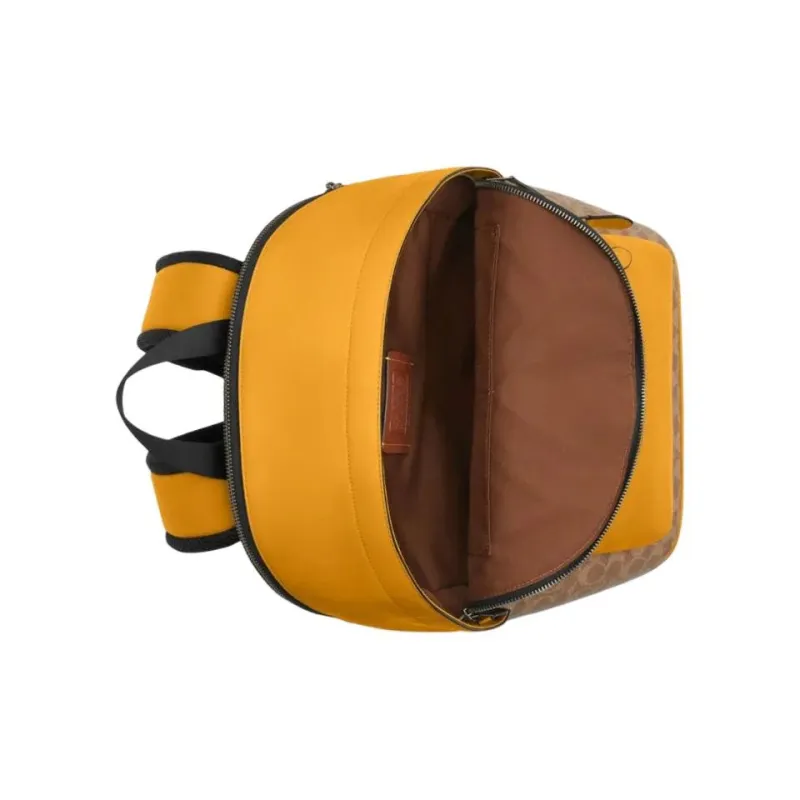 COACH West Cow Leather With Fabric With Artificial Leather Backpack Tubas Men's Brown Yellow & Golden Poppy Color-2