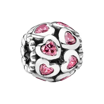 Pandora Sterling Silver With Zircon Pendants Unisex Silver