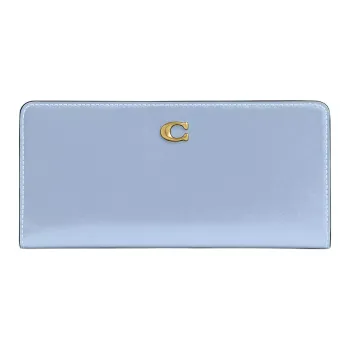 COACH Essential Calfskin Wallet Trumpets Women's Brass & Bellflower Blue