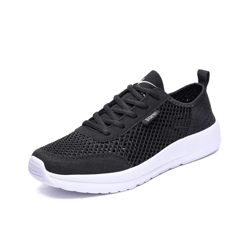 Binary Cushioning Slip Resistant Breathable Lightweight Rebound Low Top Running Shoes Men's Black White-1