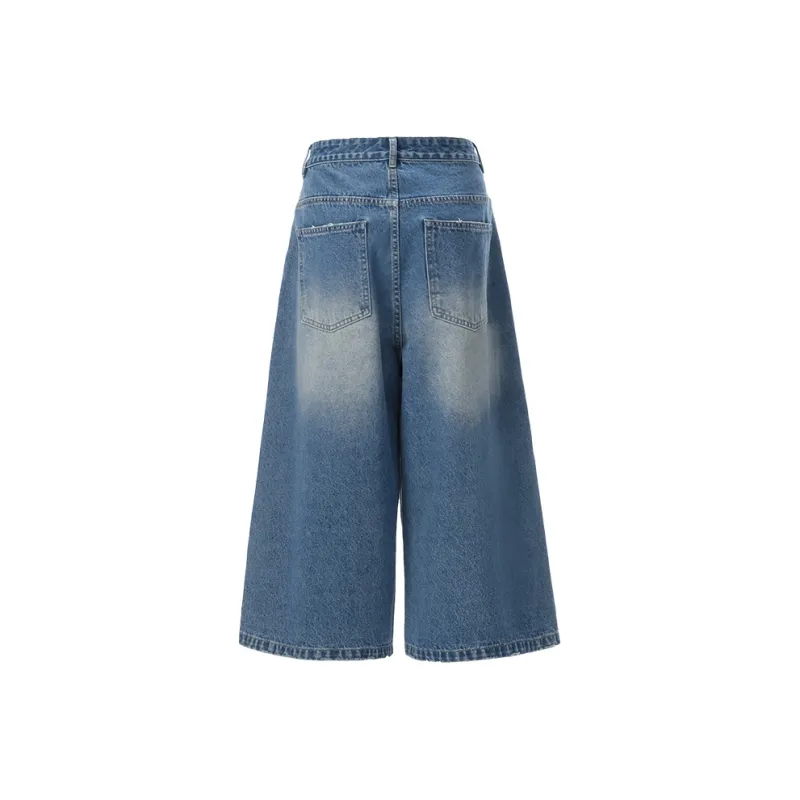 SHIJI Denim Shorts Women's Denim Blue Capri Pants-1