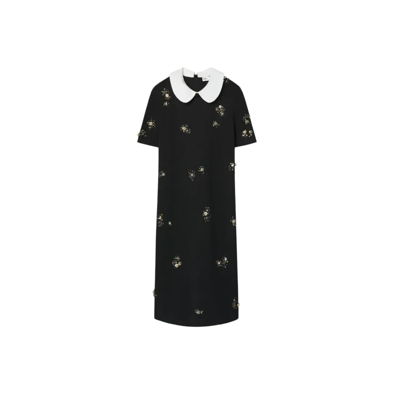 TORY BURCH Embellished Poplin Collar Sweater Dress-0