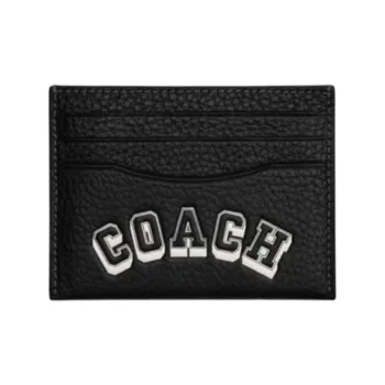 COACH Cow Leather Card Holder Mini Unisex Black & Chalk