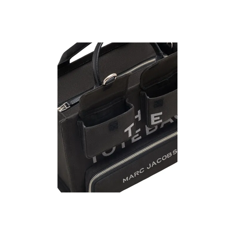 MARC JACOBS Cotton And Canvas Tote Bag, Shopping Bag, Shoulder Bag, Crossbody Bag, Handbag Medium Size Women's Black-6