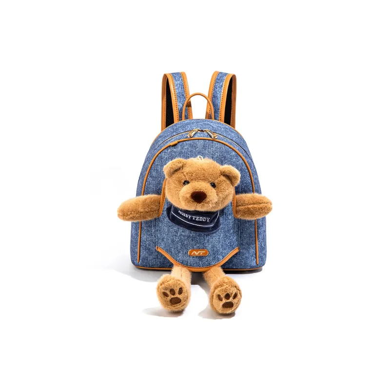 NOISY TEDDY PU Backpack Regular Women's Light Blue/Dark Blue-7