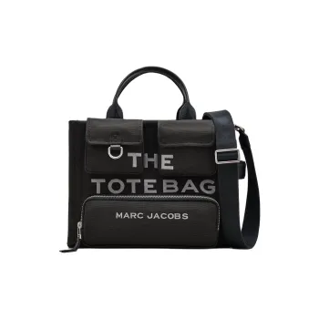 MARC JACOBS Cotton And Canvas Tote Bag, Shopping Bag, Shoulder Bag, Crossbody Bag, Handbag Medium Size Women's Black