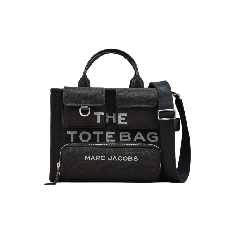 MARC JACOBS Cotton And Canvas Tote Bag, Shopping Bag, Shoulder Bag, Crossbody Bag, Handbag Medium Size Women's Black-0