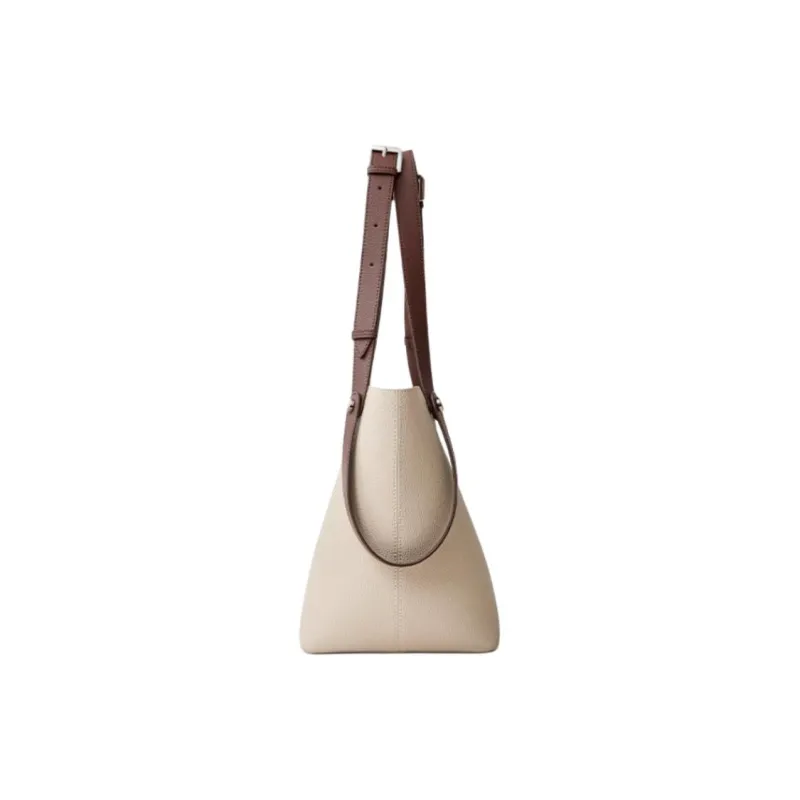 Teenmix Cow Leather Bucket Bag, One Shoulder Handbag Tubas Women's Elephant Gray/Black-3