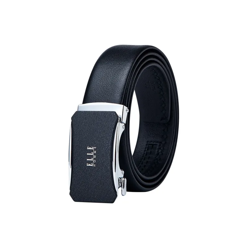 ELLE HOMME Top Grain Cow Leather Belts Men's Gunmetal, Gold, Silver 3.5cm-10