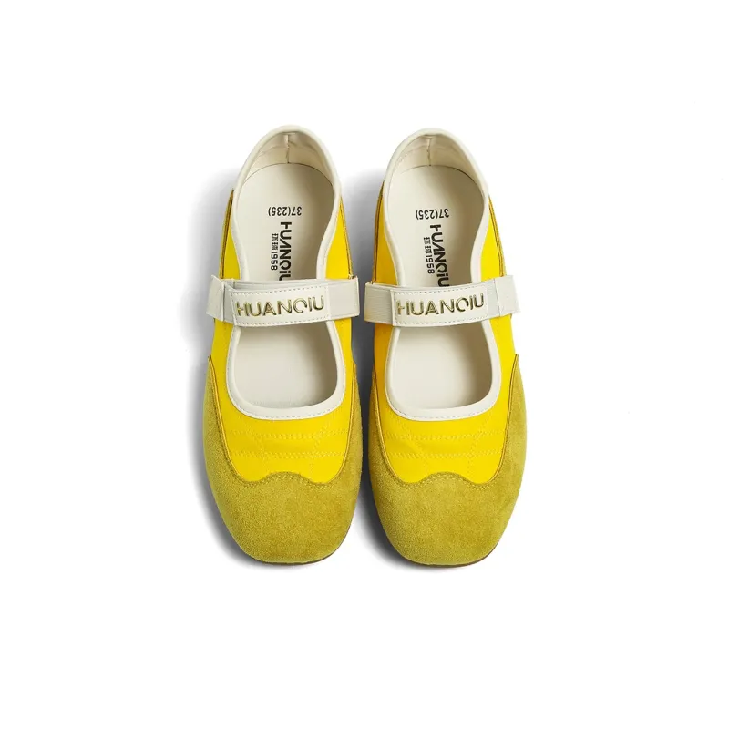 HUANQIU Wear resistant, Lightweight, Breathable, And Non slip. Low Top Casual Shoes Women's Yellow-4