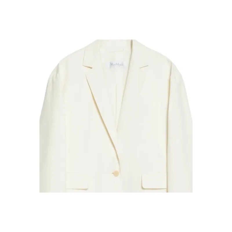 MaxMara Monica Collection Oversize Blazer In Cotton Canvas Business Suit Women's Vanilla-4