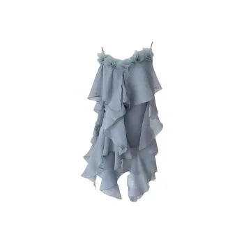 GUOZHEN Slip Dresses Women's Blue Gray
