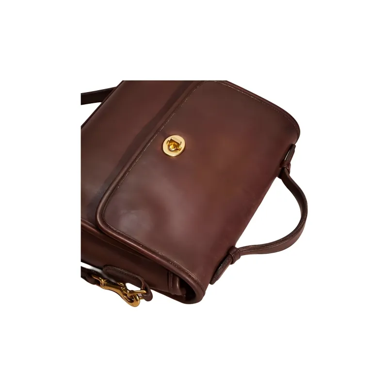 COACH Court Leather Briefcase, Shoulder Bag, Crossbody Bag Medium Size Women's Brown-2