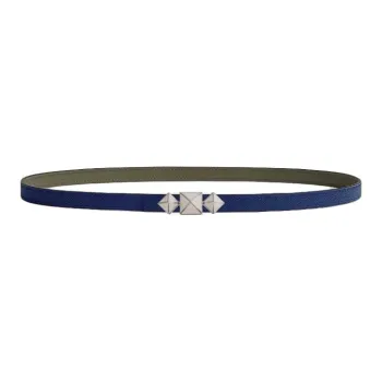 HERMES Calfskin Leather Belts Women's Green/Blue Width 1.3CM