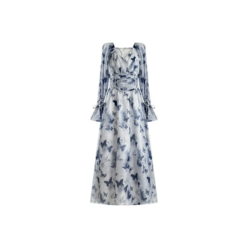Si Bei'er Long-Sleeved Dresses Women's Blue-0