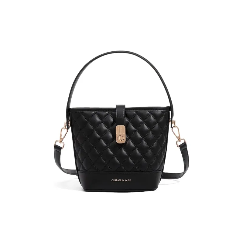 CLEVER& KETCH PU One Shoulder Bucket Handbag Women's Black/White-0