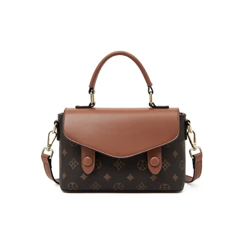 Old Man's Head Synthetic Leather Shoulder Bag Crossbody Bag Handbag Women's Coffee