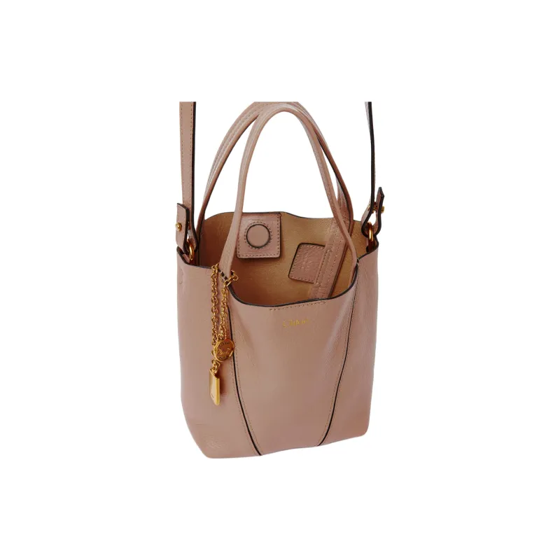 Chloe Spin Cow Leather Water Buckets Shoulder Bag, Crossbody Bag Handbag Trumpets Women's Purple-4