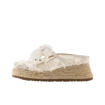 Wonderful Couple Rubber Sole Abrasion Resistant Slip Resistant Quick Dry Closed Toe Slippers Women's Ecru