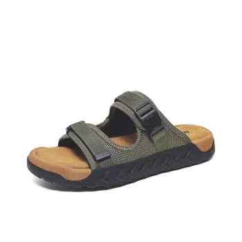 TEMPUR Rubber Sole Abrasion Resistant Slide Slippers Men's Green