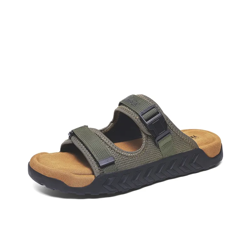 TEMPUR Rubber Sole Abrasion Resistant Slide Slippers Men's Green-0