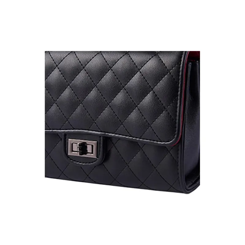 Chearly Kitity Cow Leather Shoulder Bag Small Size Women's Black-3