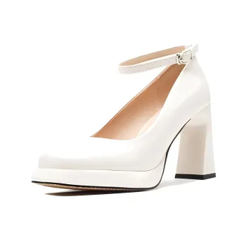GOSO Chunky Heel High Heels 9CM Women's Ecru
